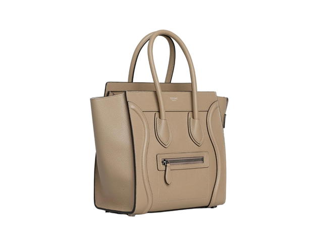 Celine Celine Micro Luggage Handbag In Drummed Calfskin With Silver Finishing Dune - view 3
