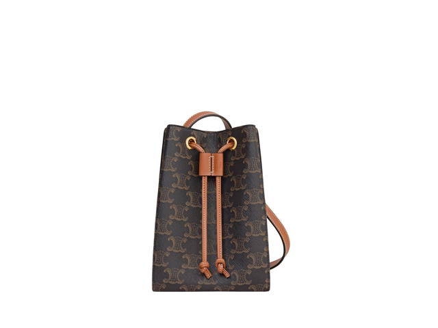 Celine Celine Micro Sailor In Triomphe Canvas And Calfskin With Gold Finishing Tan - view 1