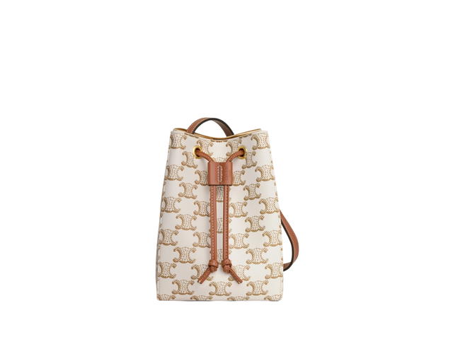 Celine Celine Micro Sailor In Triomphe Canvas And Calfskin With Gold Finishing White Tan - view 1