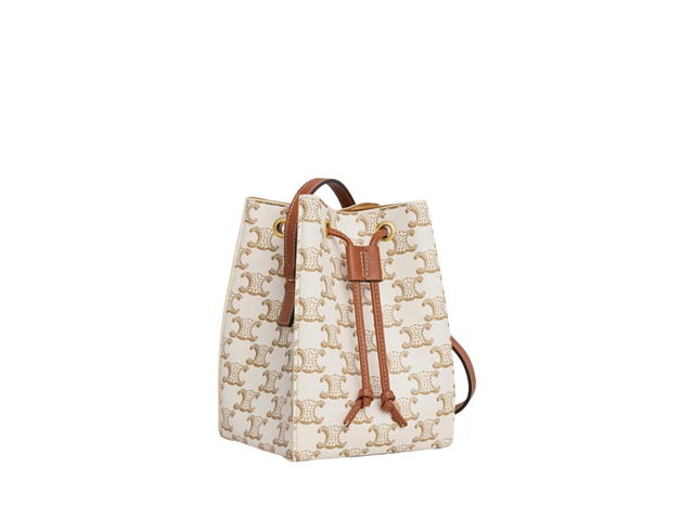 Celine Celine Micro Sailor In Triomphe Canvas And Calfskin With Gold Finishing White Tan - view 2