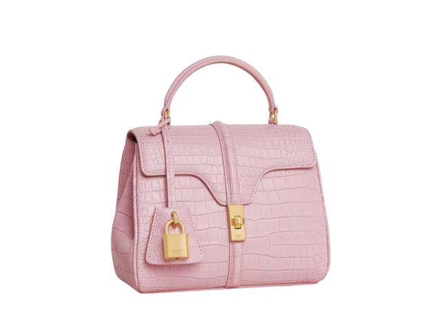 Celine Celine Mini 16 Bag In Crocodile And Lambskin Lining With Gold Finishing Light Pink - view 3