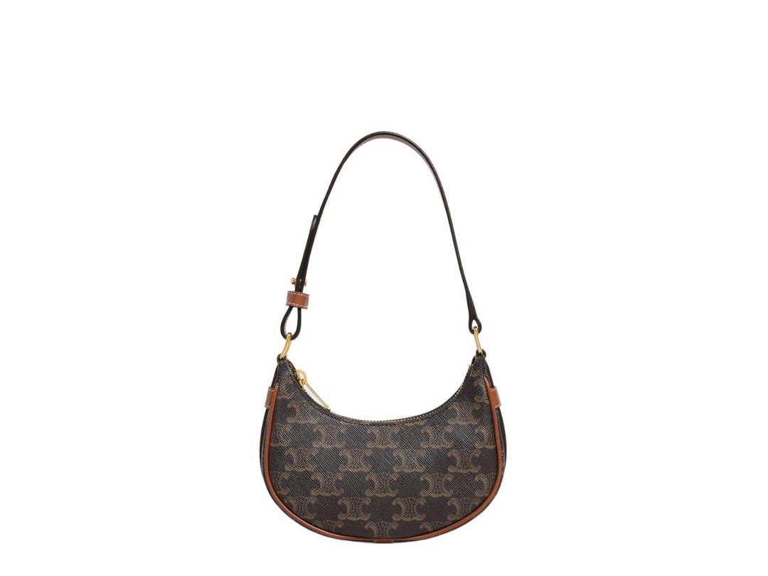 Celine Celine Mini Ava In Triomphe Canvas And Calfskin With Gold Finishing Tan