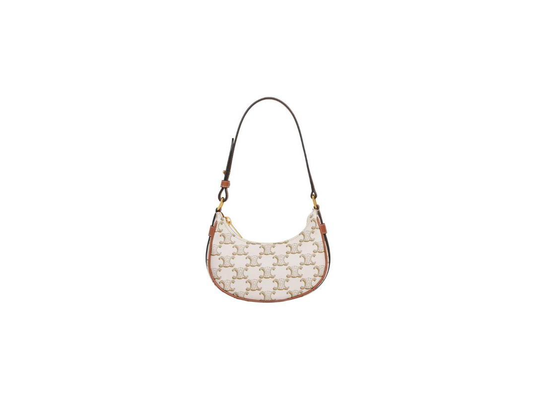 Celine Celine Mini Ava In Triomphe Canvas And Calfskin White Tan