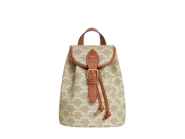 Celine Celine Mini Backpack Folco In Triomphe Canvas And Calfskin With Gold Finishing Grege - view 1