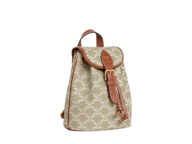 Celine Celine Mini Backpack Folco In Triomphe Canvas And Calfskin With Gold Finishing Grege - view 2