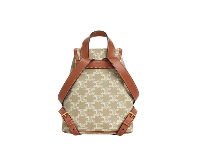 Celine Celine Mini Backpack Folco In Triomphe Canvas And Calfskin With Gold Finishing Grege - view 3
