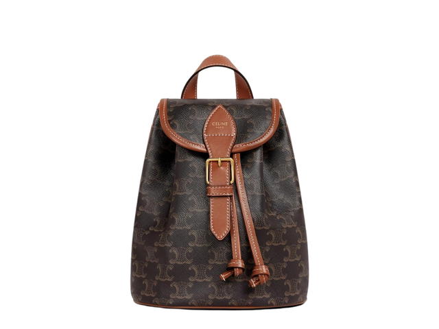 Celine Celine Mini Backpack Folco In Triomphe Canvas And Calfskin With Gold Finishing Tan - view 1