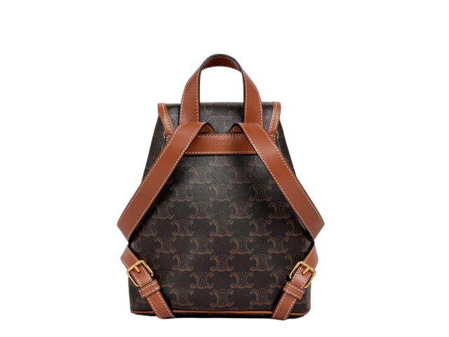 Celine Celine Mini Backpack Folco In Triomphe Canvas And Calfskin With Gold Finishing Tan - view 2
