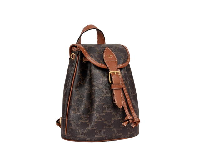 Celine Celine Mini Backpack Folco In Triomphe Canvas And Calfskin With Gold Finishing Tan - view 3