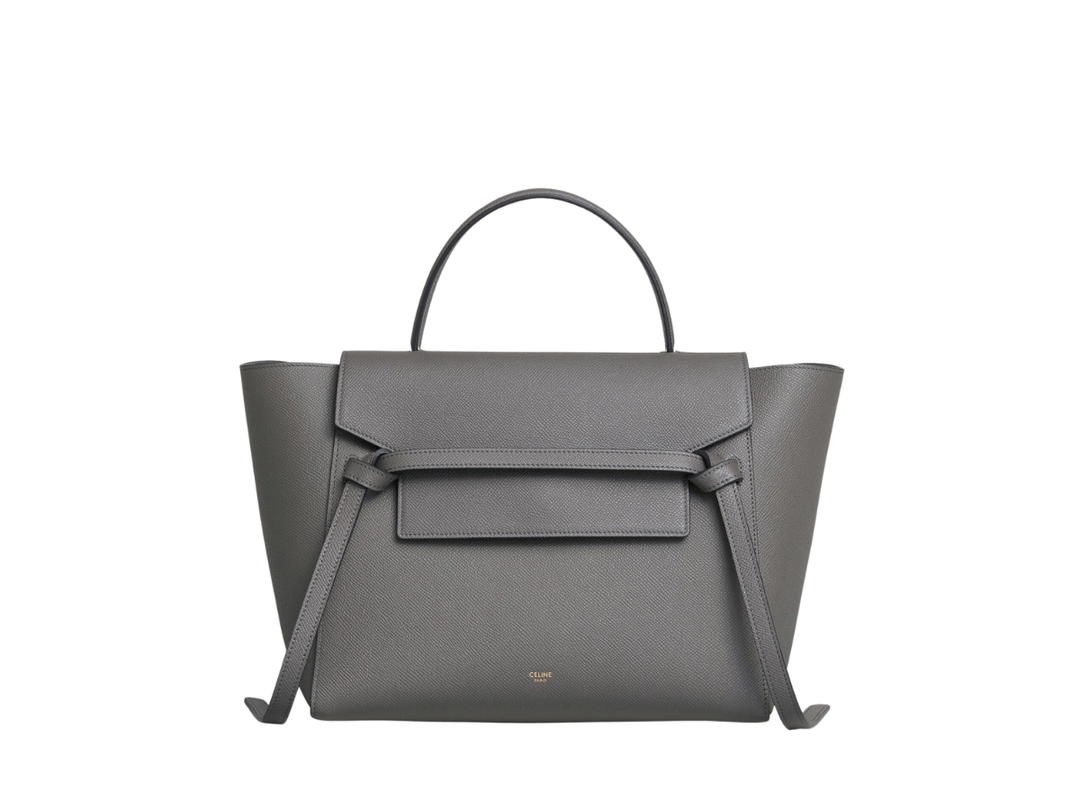 Celine Celine Mini Belt Bag In Grained Calfskin With Gold Finishing Grey