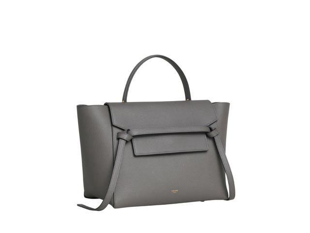 Celine Celine Mini Belt Bag In Grained Calfskin With Gold Finishing Grey - view 2