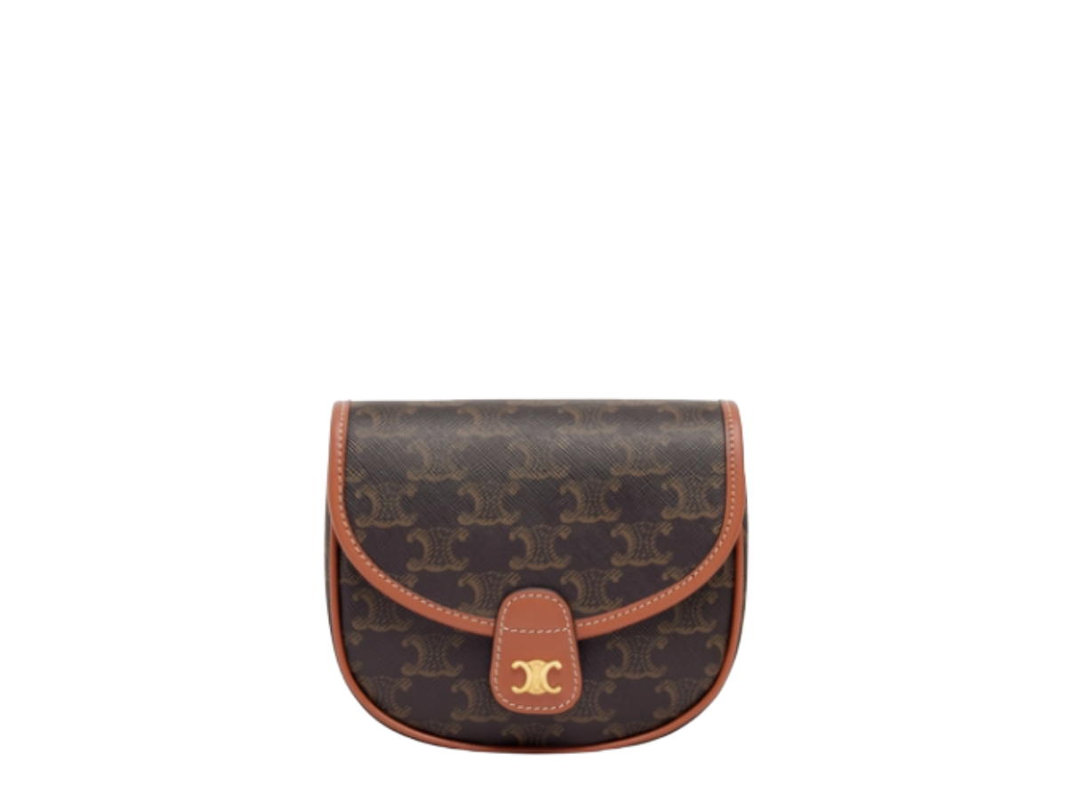 Celine Celine Mini Besace In Triomphe Canvas And Calfskin With Gold Finishing Tan