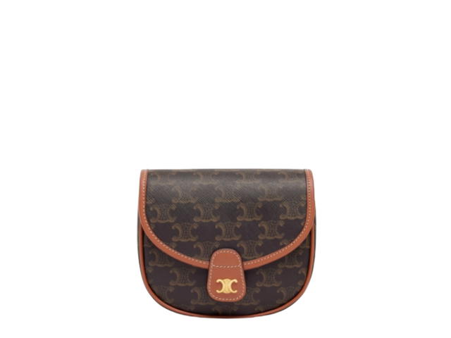 Celine Celine Mini Besace In Triomphe Canvas And Calfskin With Gold Finishing Tan - view 1
