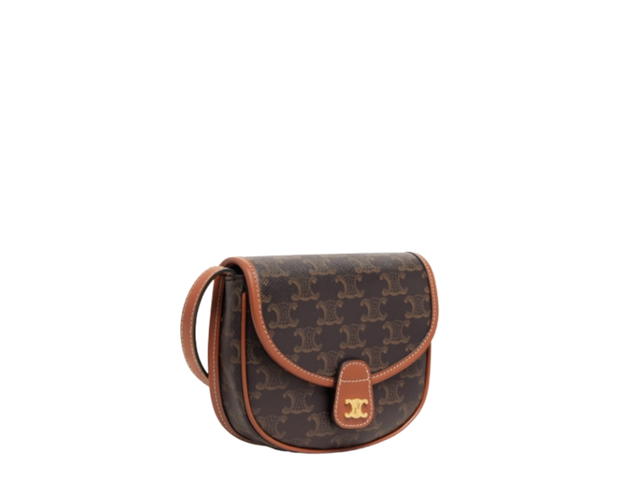 Celine Celine Mini Besace In Triomphe Canvas And Calfskin With Gold Finishing Tan - view 3