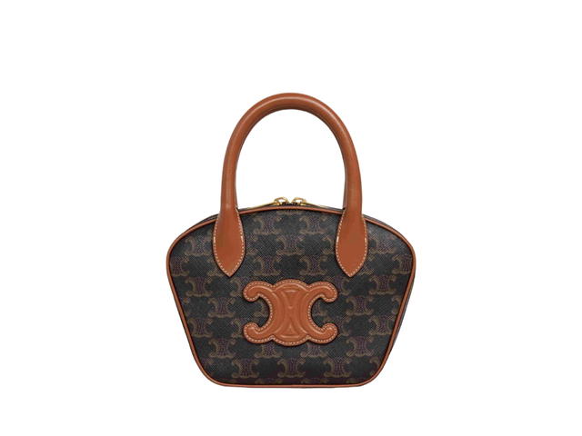 Celine Celine Mini Bowling Bag In Triomphe Canvas And Calfskin With Gold Finishing Tan - view 1