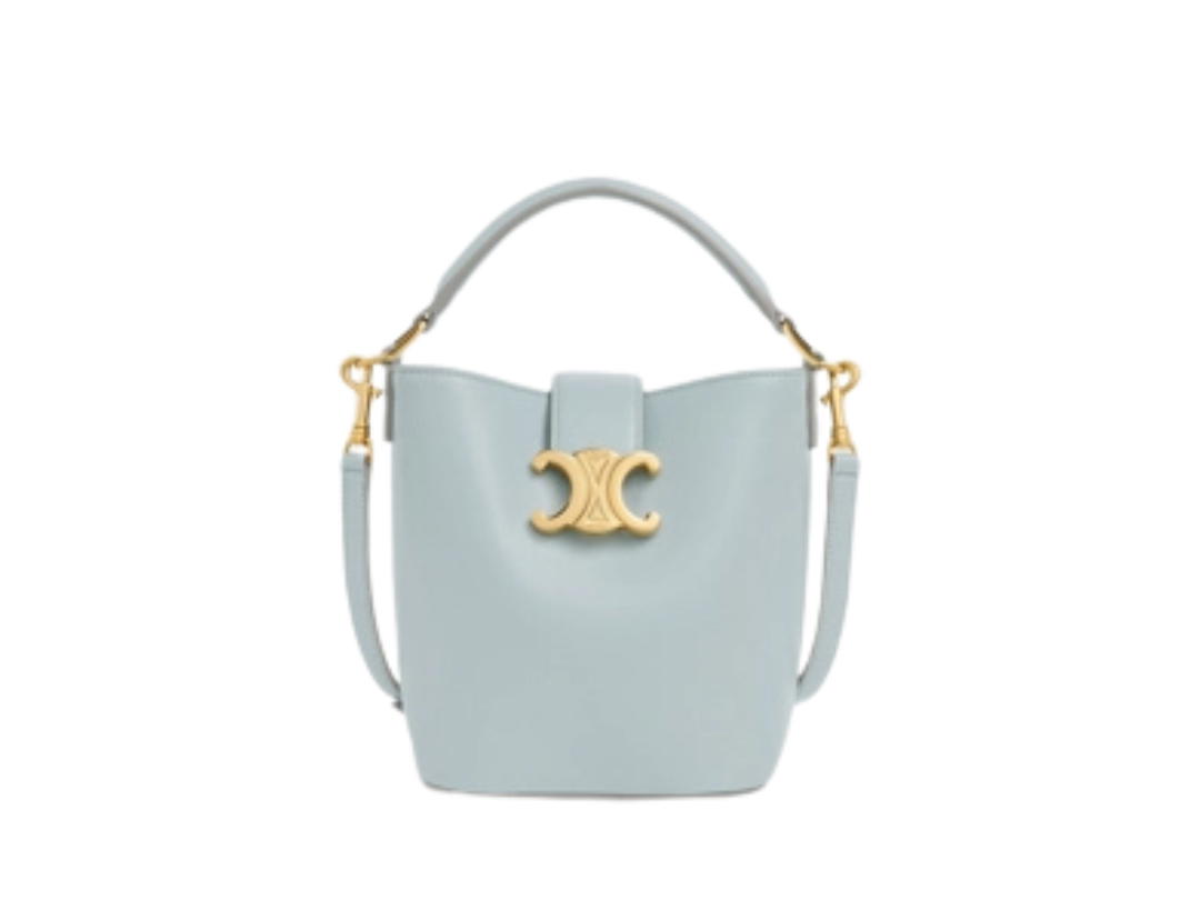 Celine Celine Mini Bucket Louise In Smooth Calfskin With Gold Finishing Hardware Ice Blue