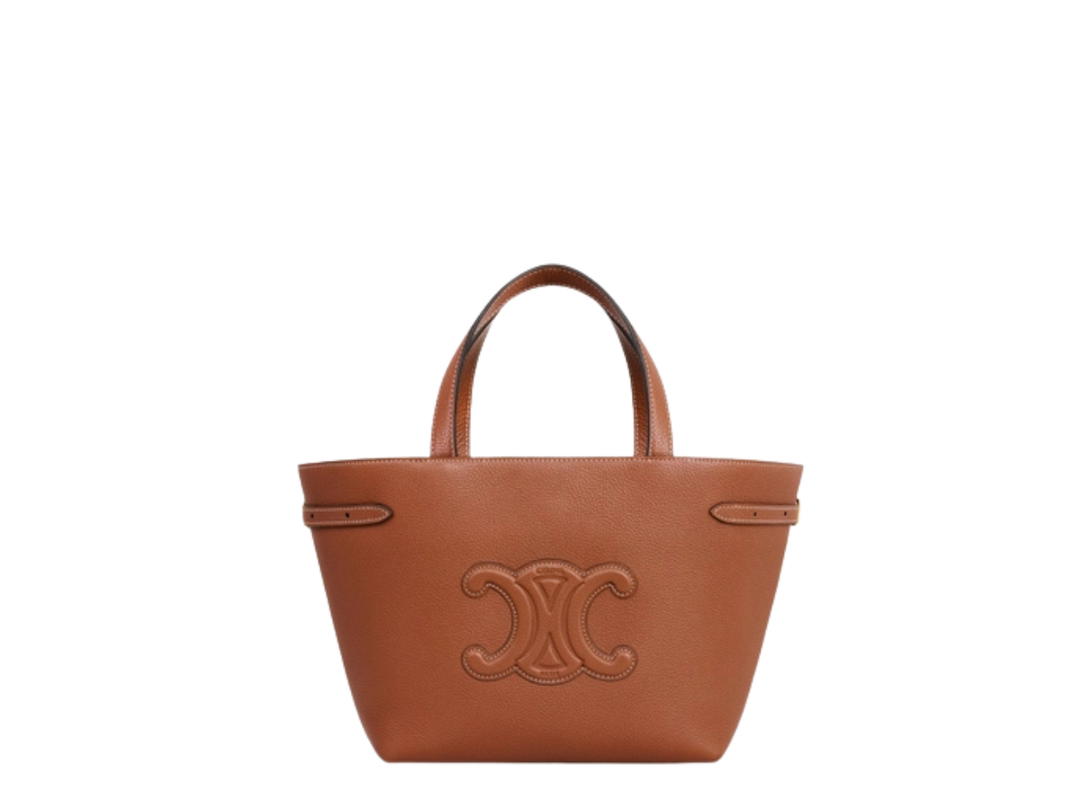 Celine Celine Mini Cabas Anais Cuir Triomphe In Grained Calfskin Leather With Gold Finishing Hardware Tan
