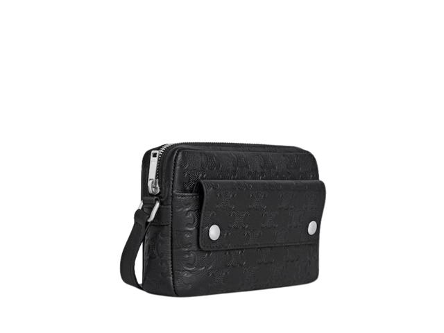 Celine Celine Mini Camera Bag In Calfskin Triomphe Embossed With Silver Finishing Hardware Black - view 2