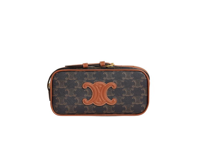 Celine Celine Mini Camera Shoulder Bag Cuir Triomphe In Triomphe Canvas And Calfskin Tan - view 1