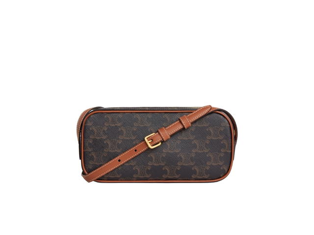 Celine Celine Mini Camera Shoulder Bag Cuir Triomphe In Triomphe Canvas And Calfskin Tan - view 2