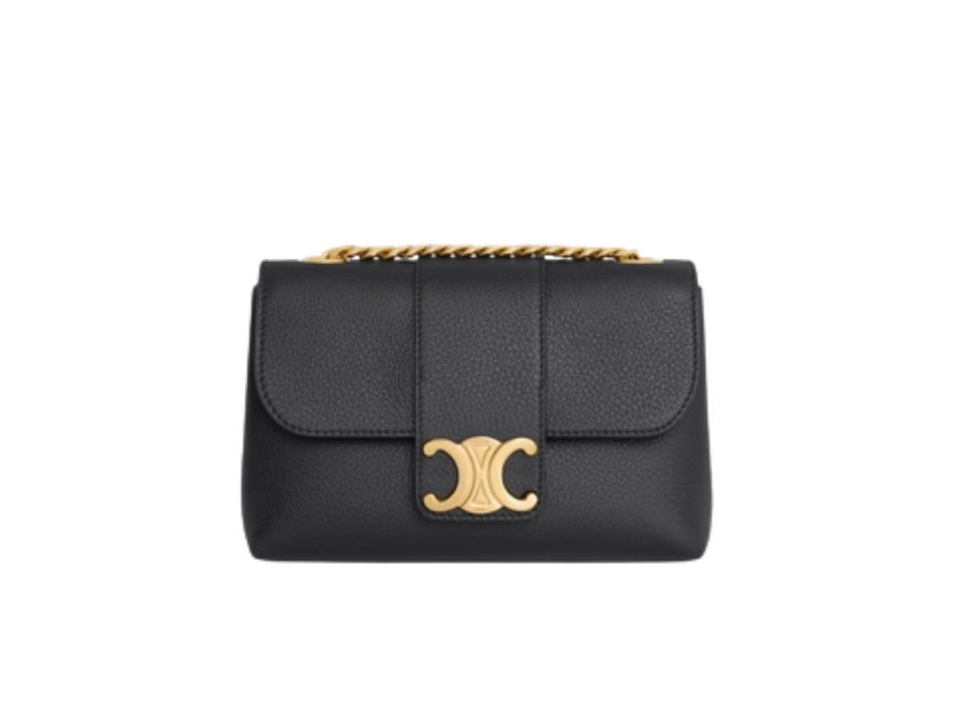 Celine Celine Mini Celine Victoire In Supple Calfskin With Gold Finishing Hardware Black
