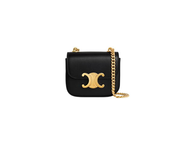 Celine Celine Mini Chain Claude In Shiny Calfskin Black - view 1