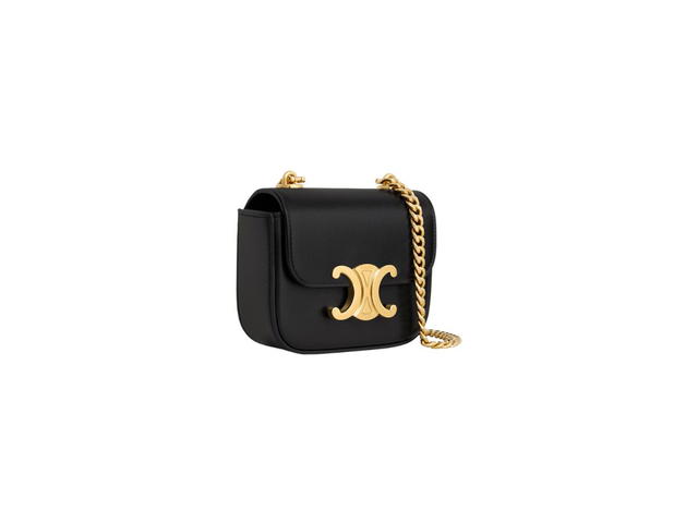 Celine Celine Mini Chain Claude In Shiny Calfskin Black - view 2