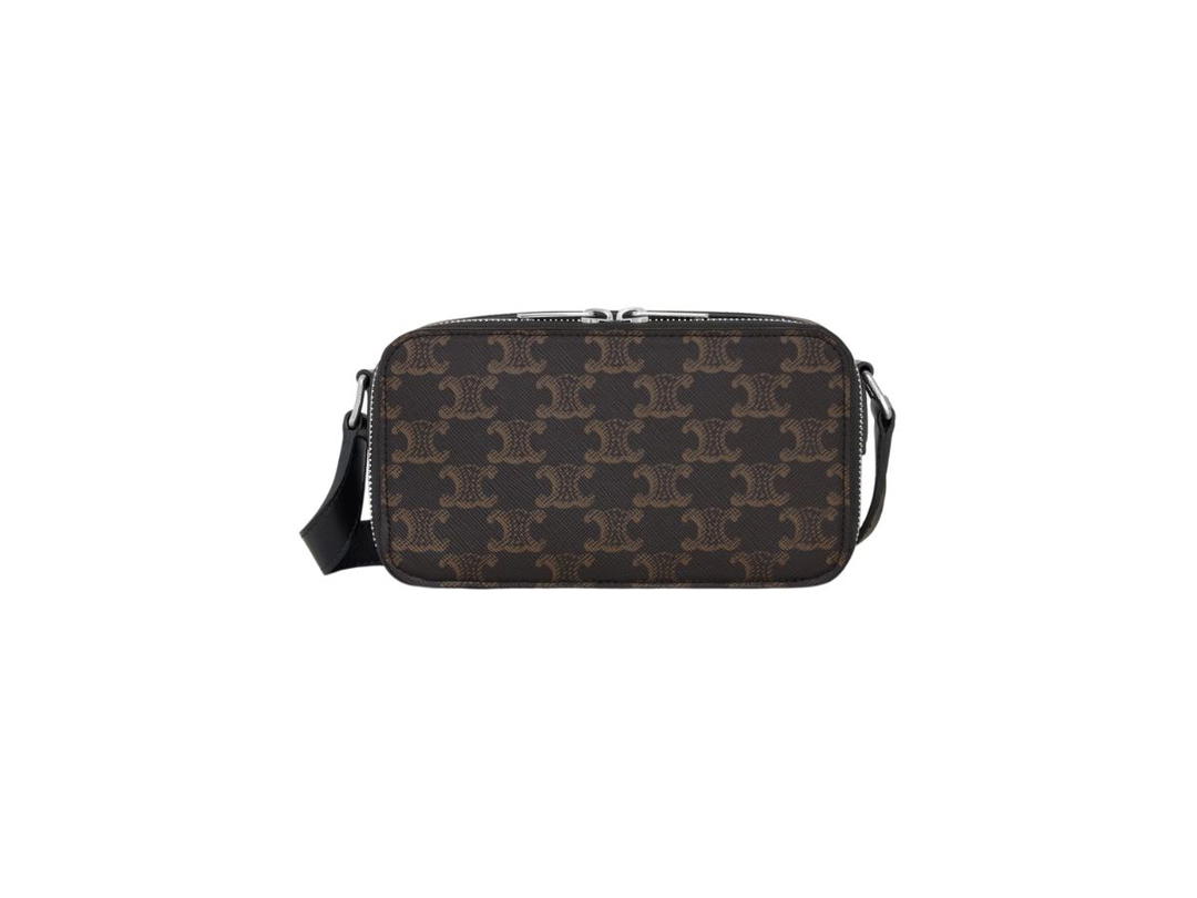 Celine Celine Mini Messenger Box In Triomphe Canvas And Calfskin Black