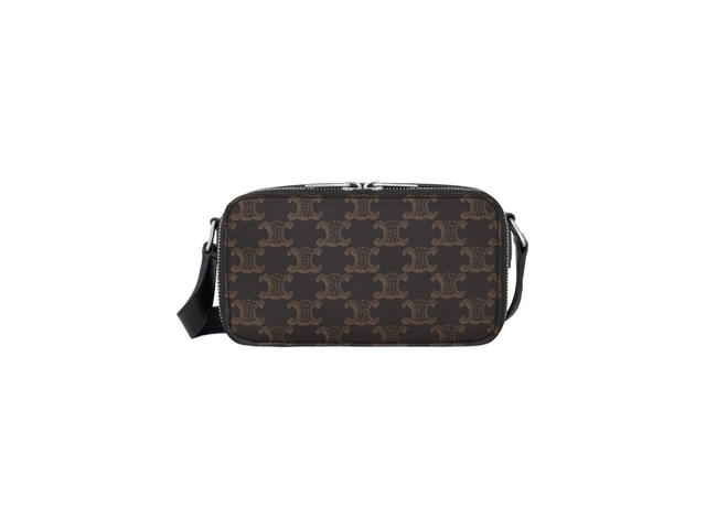 Celine Celine Mini Messenger Box In Triomphe Canvas And Calfskin Black - view 1
