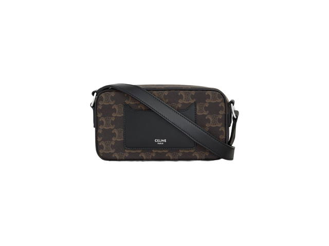 Celine Celine Mini Messenger Box In Triomphe Canvas And Calfskin Black - view 3