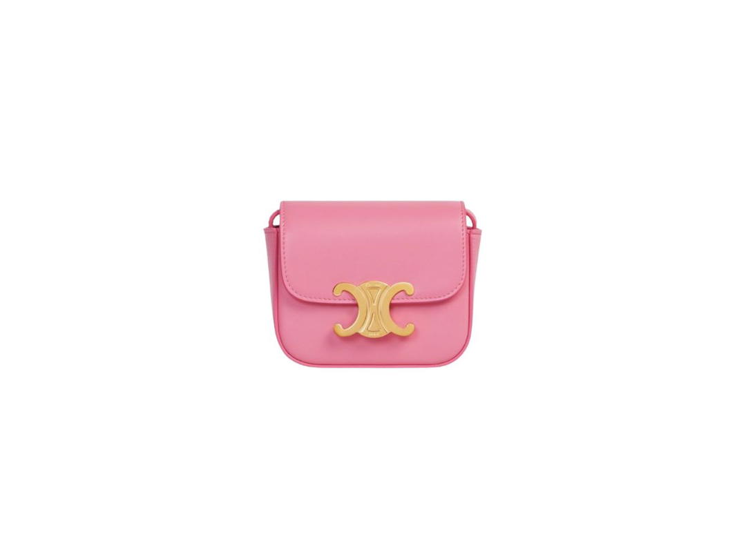 Celine Celine Mini Triomphe Bag In Shiny Calfskin Flamingo