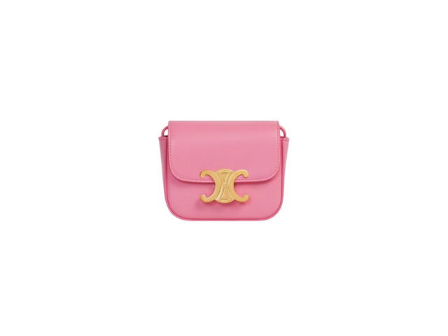 Celine Celine Mini Triomphe Bag In Shiny Calfskin Flamingo - view 1