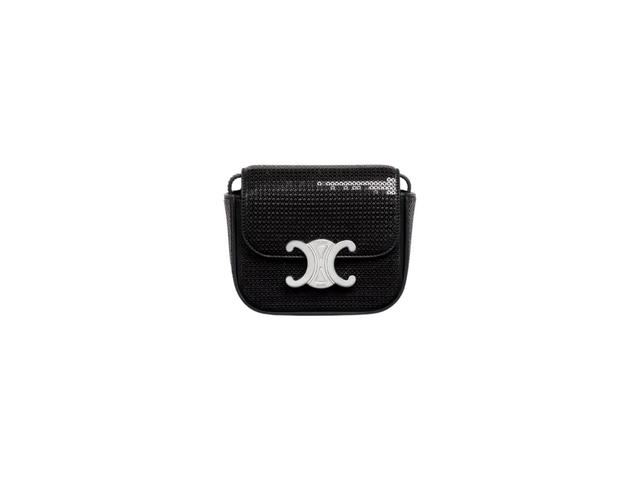 Celine Celine Mini Triomphe In Sequins And Calfskin Black - view 1
