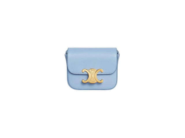Celine Celine Mini Triomphe In Shiny Calfskin Celeste - view 1