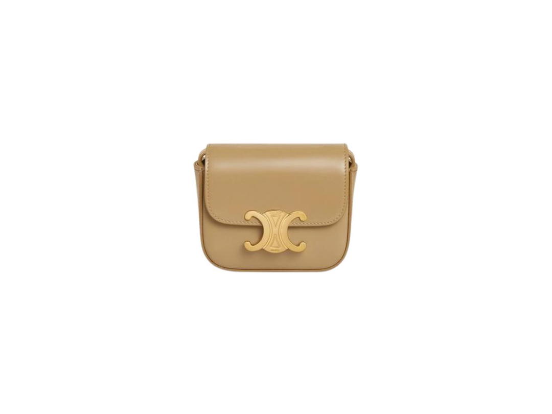 Celine Celine Mini Triomphe In Shiny Calfskin Olive