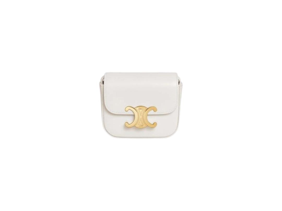 Celine Celine Mini Triomphe In Shiny Calfskin Rice