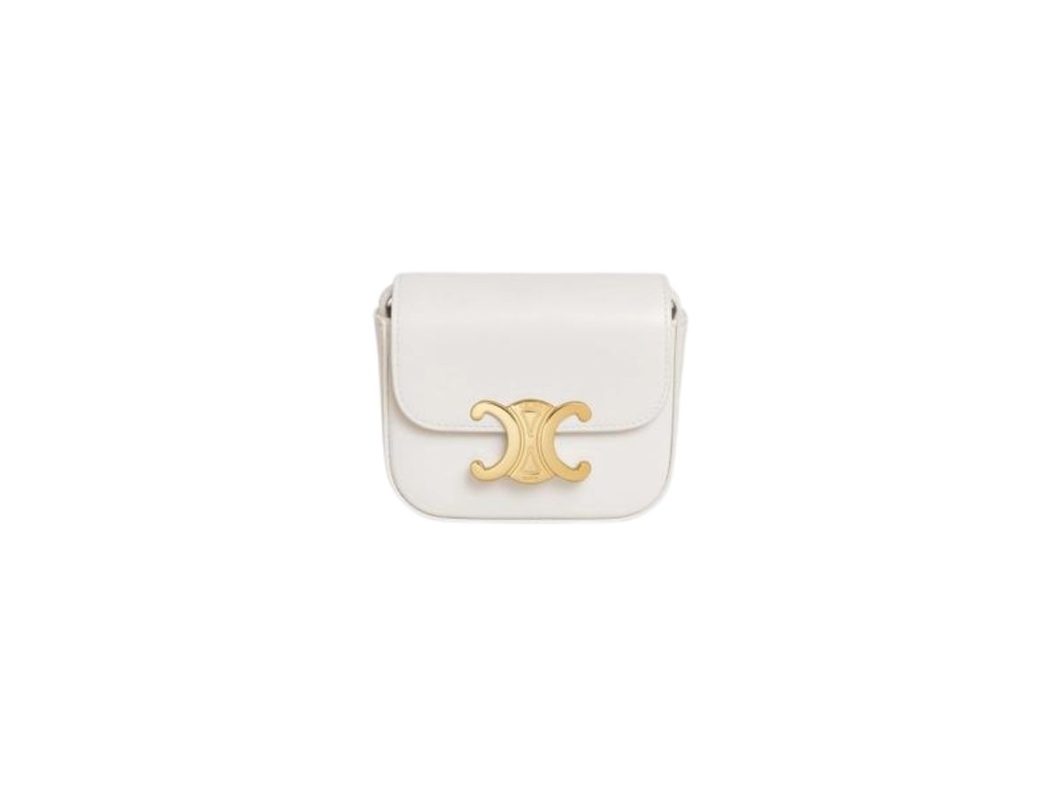 Celine Celine Mini Triomphe In Shiny Calfskin Rice