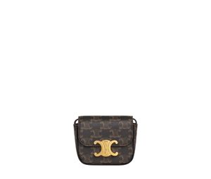 Buy Celine Mini Triomphe In Triomphe Canvas And Calfskin With Gold Finishing Tan at Sasom – Authentic and Ready to Ship