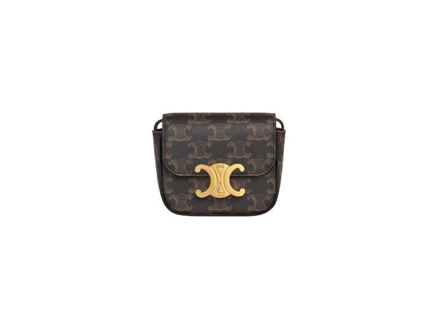 Celine Celine Mini Triomphe In Triomphe Canvas And Calfskin With Gold Finishing Tan - view 1
