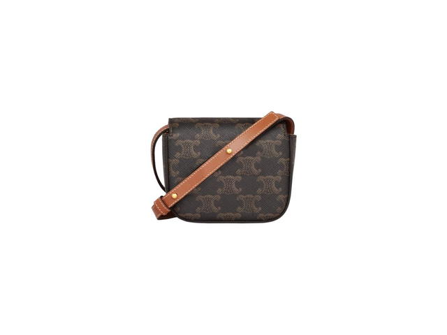 Celine Celine Mini Triomphe In Triomphe Canvas And Calfskin With Gold Finishing Tan - view 2
