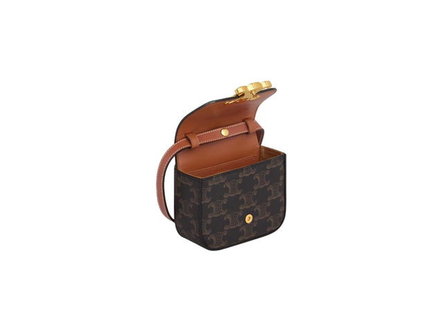 Celine Celine Mini Triomphe In Triomphe Canvas And Calfskin With Gold Finishing Tan - view 3
