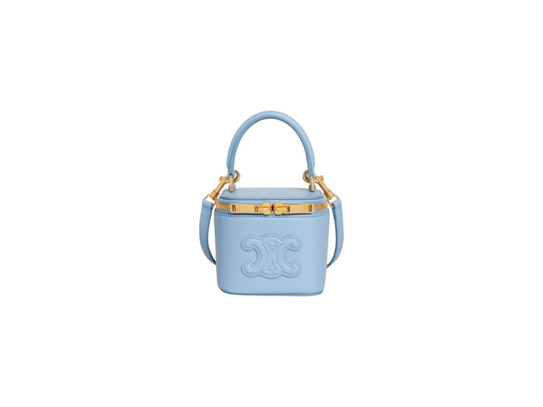 Celine Celine Mini Vanity Case In Smooth Calfskin Celeste