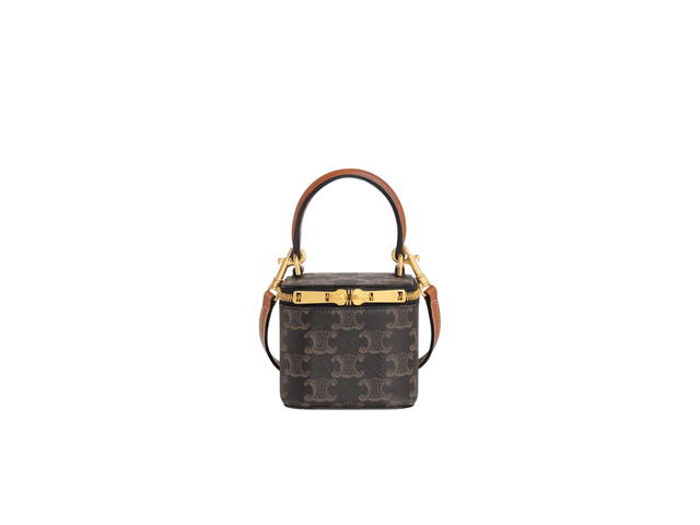 Celine Celine Mini Vanity Case In Triomphe Canvas And Calfskin Tan - view 1