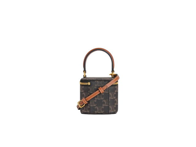 Celine Celine Mini Vanity Case In Triomphe Canvas And Calfskin Tan - view 2
