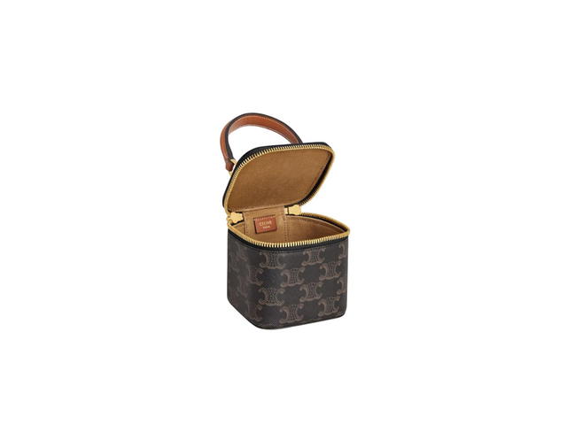 Celine Celine Mini Vanity Case In Triomphe Canvas And Calfskin Tan - view 3