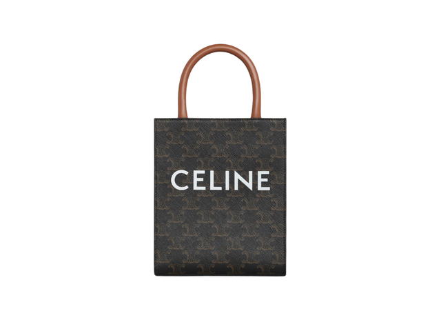 Celine Celine Mini Vertical Cabas In Triomphe Canvas And Calfskin With Celine Print Tan - view 1