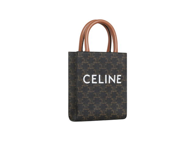 Celine Celine Mini Vertical Cabas In Triomphe Canvas And Calfskin With Celine Print Tan - view 3