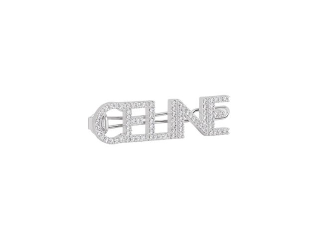 Celine Celine Monochroms Hair Clip In Brass With Rhodium Finish And Crystals Silver - view 2