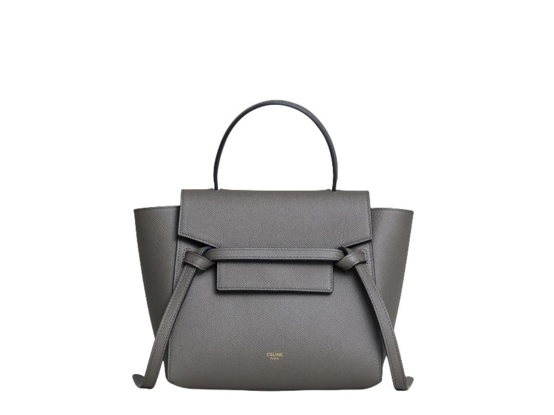 Celine Celine Nano Belt Bag In Grained Calfskin With Gold Finishing Grey