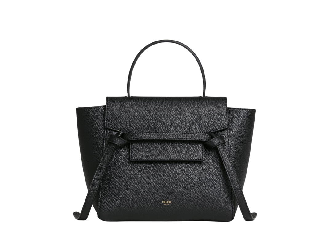 Celine Celine Nano Belt Bag In Grained Calfskin With Gold Finishing Black